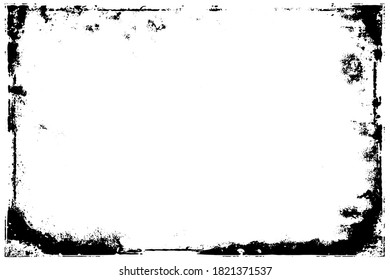 Grunge background black and white. Texture of chips, cracks, scratches, scuffs, dust, dirt. Dark monochrome surface. Old vintage vector pattern	