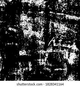 Grunge background black and white. Texture of chips, cracks, scratches, scuffs, dust, dirt. Dark monochrome surface. Old vintage vector pattern	
