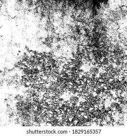 Grunge background black and white. Texture of chips, cracks, scratches, scuffs, dust, dirt. Dark monochrome surface. Old vintage vector pattern	

