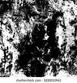 Grunge background black and white. Texture of chips, cracks, scratches, scuffs, dust, dirt. Dark monochrome surface. Old vintage vector pattern	
