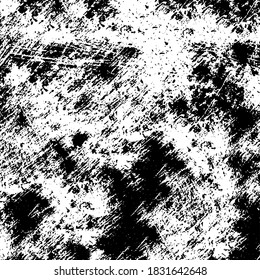 brüchiger Hintergrund, schwarz-weiß. Textur der Kratzer, Chips, Risse, Schmutz. Abstrakte monochrome Oberfläche. Schmutzige abgenutzte Oberfläche