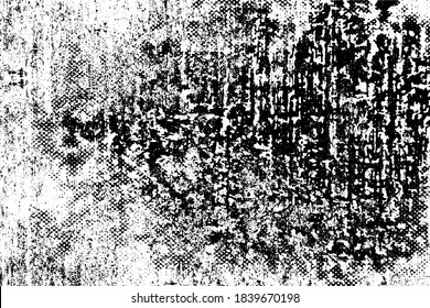 Fondo negro y blanco. Textura de patatas fritas, grietas, arañazos, polvos, suciedad. Superficie monocromática oscura. Patrón vectorial vintage antiguo	