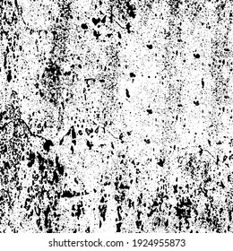 Fondo negro y blanco. Textura de patatas fritas, grietas, arañazos, polvos, suciedad. Superficie monocromática oscura. Patrón vectorial vintage antiguo