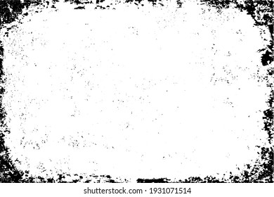 Fondo negro y blanco. Textura de patatas fritas, grietas, arañazos, polvos, suciedad. Superficie monocromática oscura. Patrón vectorial vintage antiguo	