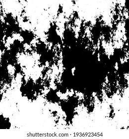 Fondo negro y blanco. Textura de patatas fritas, grietas, arañazos, polvos, suciedad. Superficie monocromática oscura. Patrón vectorial vintage antiguo