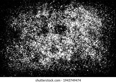 Grunge background black and white. Texture of chips, cracks, scratches, scuffs, dust, dirt. Dark monochrome surface. Old vintage vector pattern