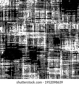 Arrière-plan grunge noir et blanc. Texture de puces, fissures, rayures, bouffées, poussière, saleté. Surface monochrome foncée. Motif vintage ancien