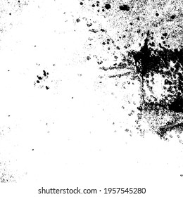 Grunge background black and white. Texture of chips, cracks, scratches, scuffs, dust, dirt. Dark monochrome surface. Old vintage vector pattern
