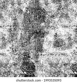 Fondo negro y blanco. Textura de patatas fritas, grietas, arañazos, polvos, suciedad. Superficie monocromática oscura. Patrón vectorial vintage antiguo
