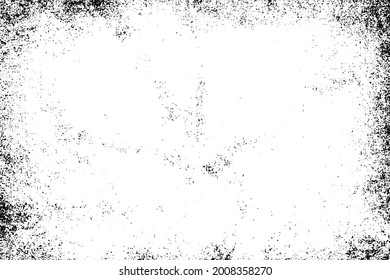 Grunge background black and white. Texture of chips, cracks, scratches, scuffs, dust, dirt. Dark monochrome surface. Old vintage vector pattern