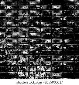 Grunge background black and white. Texture of chips, cracks, scratches, scuffs, dust, dirt. Dark monochrome surface. Old vintage vector pattern	
