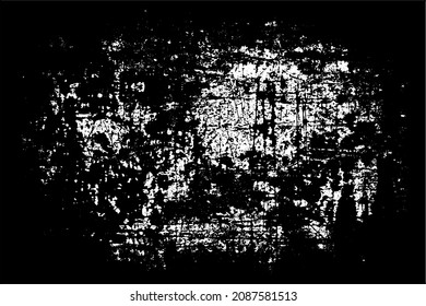 Grunge background black and white. Texture of chips, cracks, scratches, scuffs, dust, dirt. Dark monochrome surface. Old vintage vector pattern	