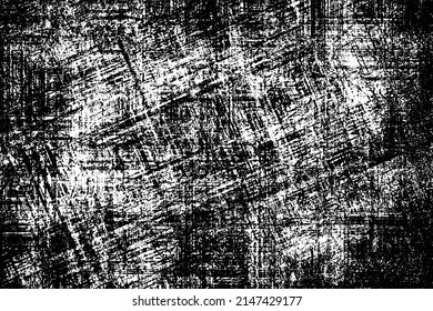 Fondo negro y blanco. Textura de patatas fritas, grietas, arañazos, polvos, suciedad. Superficie monocromática oscura. Patrón vectorial vintage antiguo