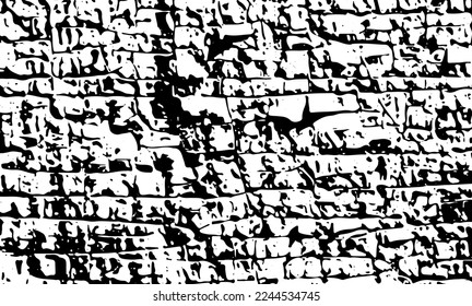 Fondo negro y blanco. Textura de patatas fritas, grietas, arañazos, polvos, suciedad. Superficie monocromática oscura. Patrón vectorial vintage antiguo