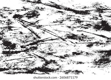 Grunge background black and white. Texture of chips, cracks, scratches, scuffs, dust, dirt. Dark monochrome surface. Old vintage vector pattern

