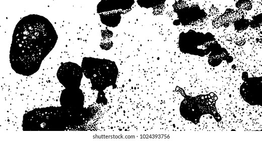 Grunge background black and white vector. Abstract texture of dust, dirt, stains