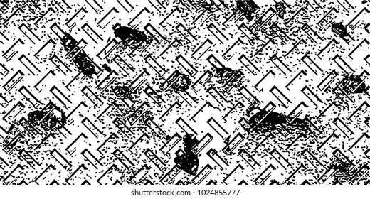 Grunge background black and white vector. Abstract texture of dust, dirt, stains