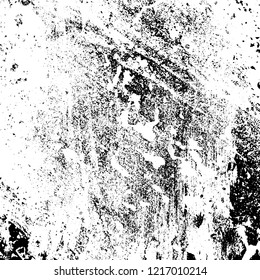 Grunge background black and white. Vector abstract dirty pattern. Monochrome vintage surface in cracks, spots, chips. Gloomy design of an old wall in horror style