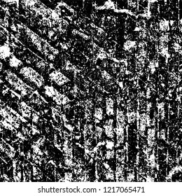 Grunge background black and white. Vector abstract dirty pattern. Monochrome vintage surface in cracks, spots, chips. Gloomy design of an old wall in horror style