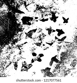 Grunge background black and white. Vector abstract dirty pattern. Monochrome vintage surface in cracks, spots, chips. Gloomy design of an old wall in horror style