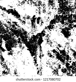 Grunge background black and white. Vector abstract dirty pattern. Monochrome vintage surface in cracks, spots, chips. Gloomy design of an old wall in horror style
