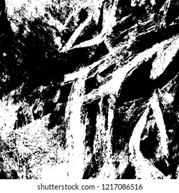 Grunge background black and white. Vector abstract dirty pattern. Monochrome vintage surface in cracks, spots, chips. Gloomy design of an old wall in horror style