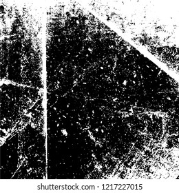 Grunge background black and white. Vector abstract dirty pattern. Monochrome vintage surface in cracks, spots, chips. Gloomy design of an old wall in horror style