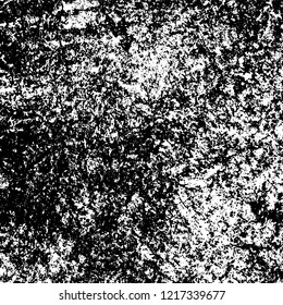 Grunge background black and white. Vector abstract dirty pattern. Monochrome vintage surface in cracks, spots, chips. Gloomy design of an old wall in horror style