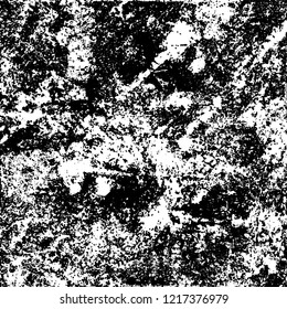 Grunge background black and white. Vector abstract dirty pattern. Monochrome vintage surface in cracks, spots, chips. Gloomy design of an old wall in horror style