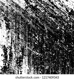 Grunge background black and white. Vector abstract dirty pattern. Monochrome vintage surface in cracks, spots, chips. Gloomy design of an old wall in horror style