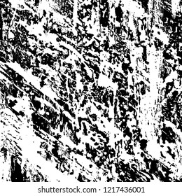 Grunge background black and white. Vector abstract dirty pattern. Monochrome vintage surface in cracks, spots, chips. Gloomy design of an old wall in horror style