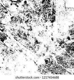 Grunge background black and white. Vector abstract dirty pattern. Monochrome vintage surface in cracks, spots, chips. Gloomy design of an old wall in horror style