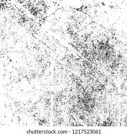 Grunge background black and white. Vector abstract dirty pattern. Monochrome vintage surface in cracks, spots, chips. Gloomy design of an old wall in horror style