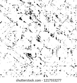 Grunge background black and white. Vector abstract dirty pattern. Monochrome vintage surface in cracks, spots, chips. Gloomy design of an old wall in horror style
