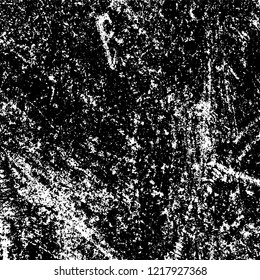 Grunge background black and white. Vector abstract dirty pattern. Monochrome vintage surface in cracks, spots, chips. Gloomy design of an old wall in horror style