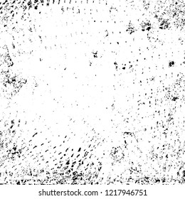 Grunge background black and white. Vector abstract dirty pattern. Monochrome vintage surface in cracks, spots, chips. Gloomy design of an old wall in horror style