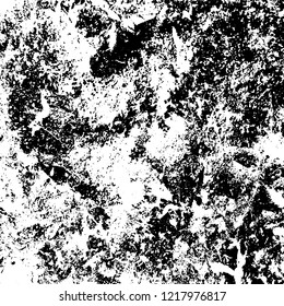 Grunge background black and white. Vector abstract dirty pattern. Monochrome vintage surface in cracks, spots, chips. Gloomy design of an old wall in horror style