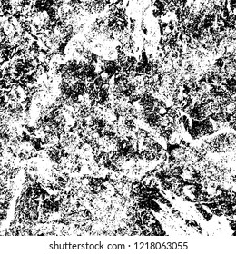 Grunge background black and white. Vector abstract dirty pattern. Monochrome vintage surface in cracks, spots, chips. Gloomy design of an old wall in horror style