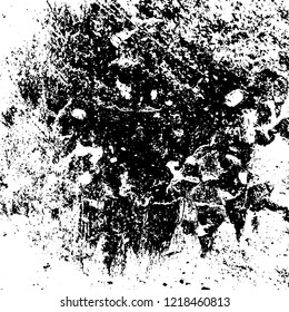 Grunge background black and white. Vector abstract dirty pattern. Monochrome vintage surface in cracks, spots, chips. Gloomy design of an old wall in horror style