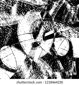 Grunge background black and white. Vector abstract dirty pattern. Monochrome vintage surface in cracks, spots, chips. Gloomy design of an old wall in horror style