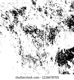 Grunge background black and white. Vector abstract dirty pattern. Monochrome vintage surface in cracks, spots, chips. Gloomy design of an old wall in horror style