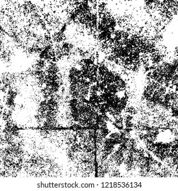 Grunge background black and white. Vector abstract dirty pattern. Monochrome vintage surface in cracks, spots, chips. Gloomy design of an old wall in horror style