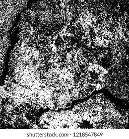 Grunge background black and white. Vector abstract dirty pattern. Monochrome vintage surface in cracks, spots, chips. Gloomy design of an old wall in horror style