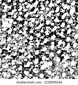 Grunge background black and white. Vector abstract dirty pattern. Monochrome vintage surface in cracks, spots, chips. Gloomy design of an old wall in horror style