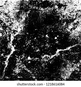 Grunge background black and white. Vector abstract dirty pattern. Monochrome vintage surface in cracks, spots, chips. Gloomy design of an old wall in horror style
