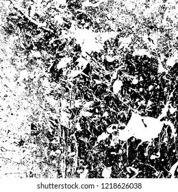 Grunge background black and white. Vector abstract dirty pattern. Monochrome vintage surface in cracks, spots, chips. Gloomy design of an old wall in horror style