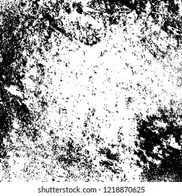 Grunge background black and white. Vector abstract dirty pattern. Monochrome vintage surface in cracks, spots, chips. Gloomy design of an old wall in horror style