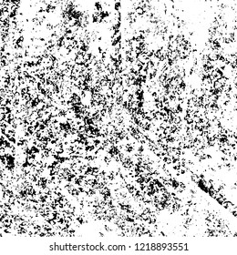 Grunge background black and white. Vector abstract dirty pattern. Monochrome vintage surface in cracks, spots, chips. Gloomy design of an old wall in horror style