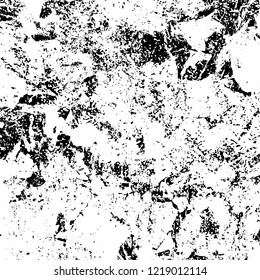 Grunge background black and white. Vector abstract dirty pattern. Monochrome vintage surface in cracks, spots, chips. Gloomy design of an old wall in horror style