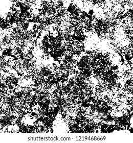 Grunge background black and white. Vector abstract dirty pattern. Monochrome vintage surface in cracks, spots, chips. Gloomy design of an old wall in horror style